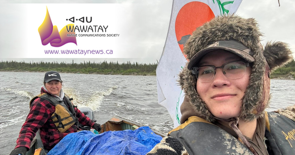 Photo by Jeronimo Kataquapit. Jeronimo Kataquapit (right) with his father James Kataquapit on the Attawapiskat River as part of their protest ‘Here We Stand - Call to Action’ against recent government decisions that threaten First Nation rights. Jeronimo and his family want to demonstrate to the world their people’s connection to the river and the land.