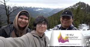 Attawapiskat FN 2026 Vezina Secondary School graduates on their school trip to the Rocky Mountains. Pictured are childhood friends who completed their schooling from the time they were in Kindergarten are Landyn Kataquapit, Adam John Shisheesh and Wes Bird.