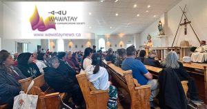 The New St Francis Xavier Church in Attawapiskat FN was opened on August 25, 2026. The community is pictured here during the opening ceremony and consecration of the new church. photo by Rosie Koostachin